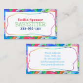 Babysitter & Kinderbetreuung - farbenfrohe Schmett Visitenkarte (Vorne/Hinten)