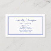 Babysitter, Kinderbetreuung, Kindertagesstätte, Visitenkarte (Rückseite)