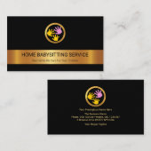 Babysitter-Kindermädchen aus Gold Stripe Visitenkarte (Vorne/Hinten)