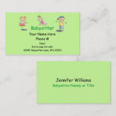 Babysitter-Kindermädchen-Cartoon-Stock scherzt Visitenkarte (Vorne/Hinten)