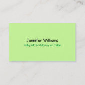 Babysitter-Kindermädchen-Cartoon-Stock scherzt Visitenkarte (Rückseite)