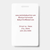 Babysitter Kindertagesstätte Kindermädchen geben N Ausweis (Rückseite)