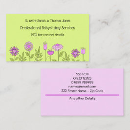 Babysitter Kontakt Floral Business Card Visitenkarte
