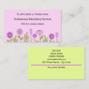 Babysitter Kontakt Floral Business Card Visitenkarte