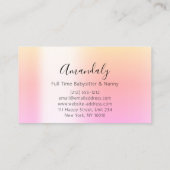 Babysitter Nanny Child Daycare Pink Niedliche Zuha Visitenkarte (Rückseite)