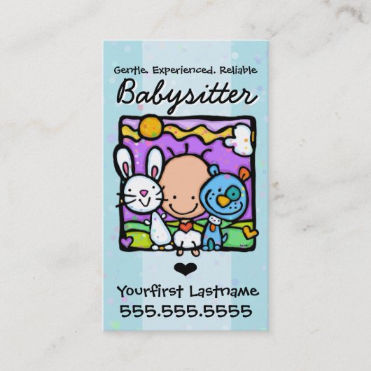 Babysitter.Nanny.Childcare.Custom Text/Farbe Visitenkarte (Vorderseite)