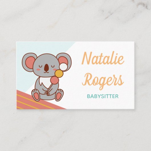 Babysitter Nanny Children Niedlich Kawaii Koala Fo Visitenkarte (Vorderseite)