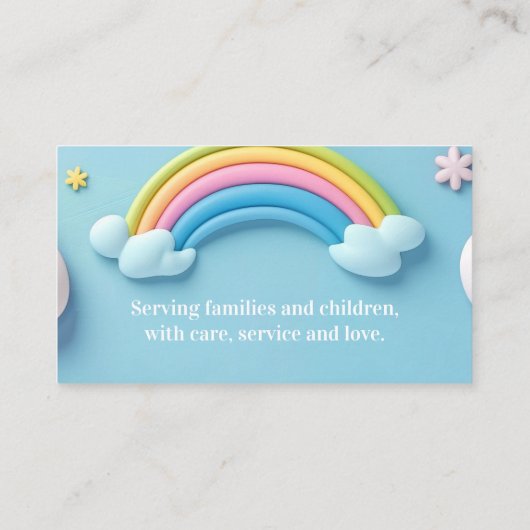 Babysitter Nanny Kinderbetreuung glückliche Wolken Visitenkarte (Rückseite)