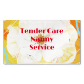 Babysitter Nanny Modernes Gelb & Weiße Rose Magnetische Visitenkarte (Vorderseite)