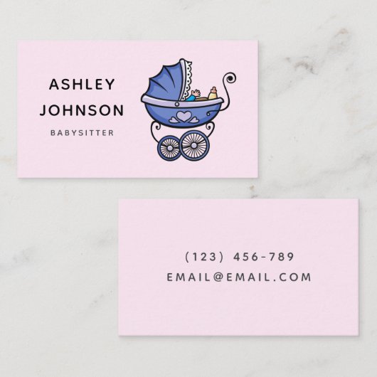 Babysitter Nanny Niedliche rosafarbene Kinder Visitenkarte (Vorne/Hinten)