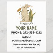 Babysitter Niedlich Floral Bunny Baby Services Flyer (Vorne)