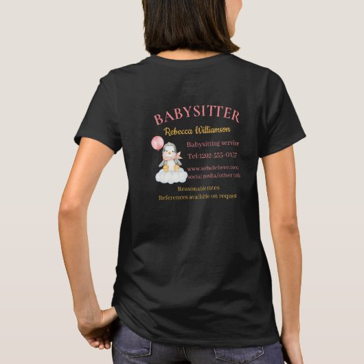 Babysitter-Niedlich-Pinguin-Geschäft T-Shirt (Rückseite)