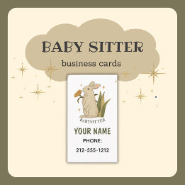 Babysitter Niedliche Blumenbunny Baby Business Car Visitenkarte
