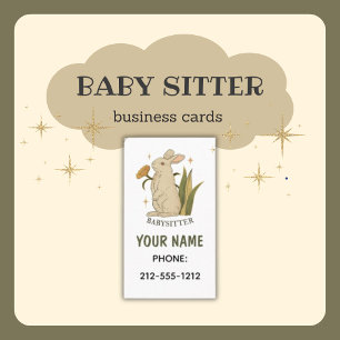 Babysitter Niedliche Blumenbunny Baby Business Car Visitenkarte