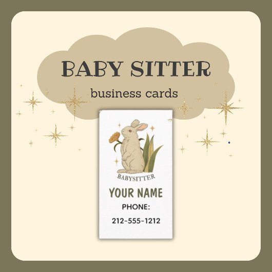 Babysitter Niedliche Blumenbunny Baby Business Car Visitenkarte