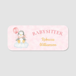 Babysitter Niedlicher Pinguin-Firmenname-Tag Namensschild