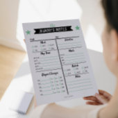 Babysitter-Notizen von Kindermädchen Flyer