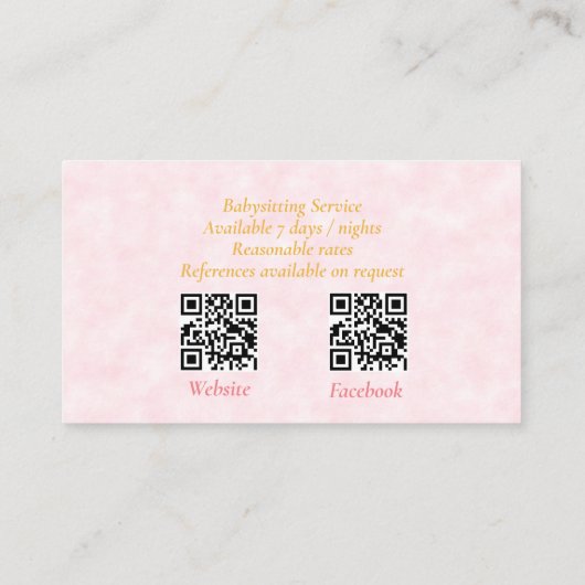 Babysitter QR-Code Niedlich Pinguin Pink Visitenkarte (Rückseite)