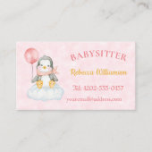 Babysitter QR-Code Niedlich Pinguin Pink Visitenkarte (Vorderseite)
