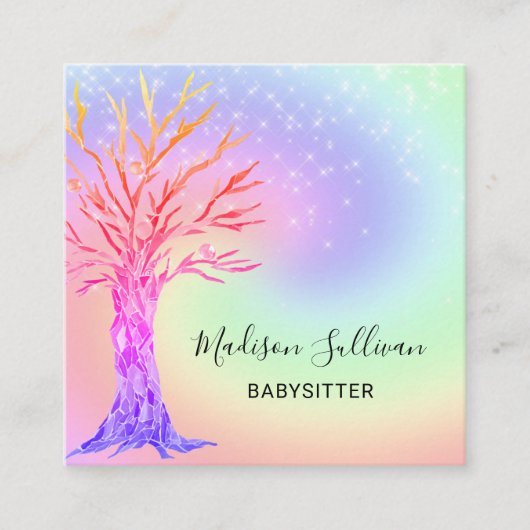 Babysitter Rainbow Colors Square Business Card Quadratische Visitenkarte (Vorderseite)