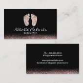 Babysitter Rose Gold Glitzer Feet Nanny Visitenkarte (Vorne/Hinten)