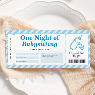 Babysitter-Service Blue Geschenkgutschein Einladung