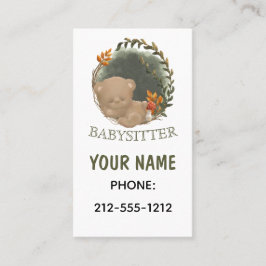 Babysitter Sleepy Baby Bear Business Cards Visitenkarte