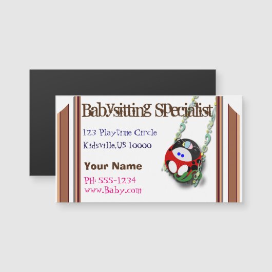 Babysitter-Spezialist Magnetkarte (Vorne/Hinten)