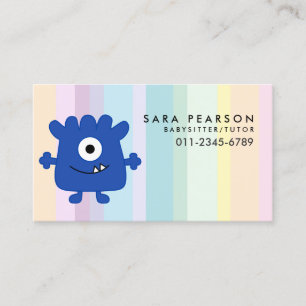 Babysitter Tutor Child Care Blue Monster Alien Visitenkarte