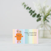 Babysitter Tutor Child Care Orange Monster Alien B Visitenkarte (Stehend Vorderseite)