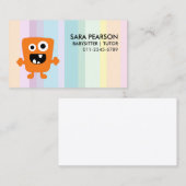Babysitter Tutor Child Care Orange Monster Alien Visitenkarte (Vorne/Hinten)