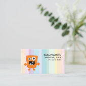 Babysitter Tutor Child Care Orange Monster Alien Visitenkarte (Stehend Vorderseite)