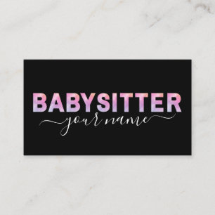 Babysitter Typografie Signature Kalligrafie Schwar Visitenkarte