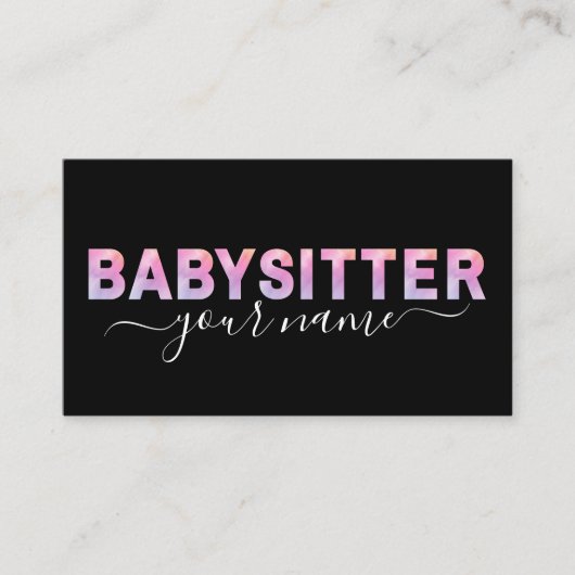 Babysitter Typografie Signature Kalligrafie Schwar Visitenkarte (Vorderseite)