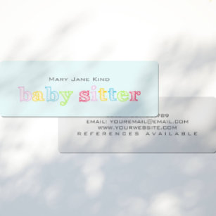 Babysitter und Kinderbetreuung Rainbow-Farbe Mini Visitenkarte