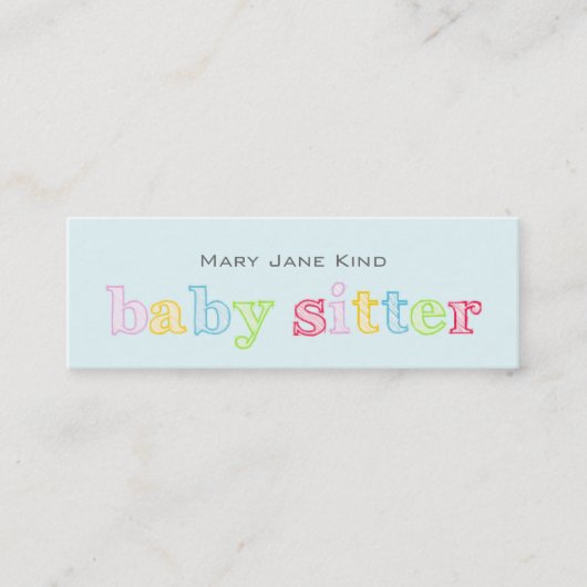 Babysitter und Kinderbetreuung Rainbow-Farbe Mini Visitenkarte (Vorderseite)