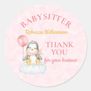 Babysitter Vielen Dank Niedlich Penguin Runder Aufkleber