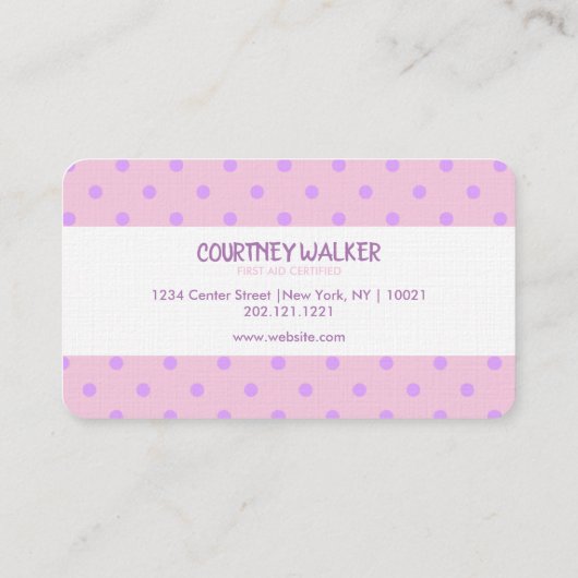 Babysitter Visitenkarte (Rückseite)