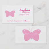 Babysitter-Visitenkarte - rosa Schmetterling Visitenkarte (Vorne/Hinten)