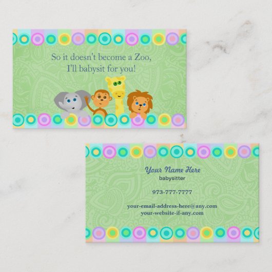 Babysitter-Visitenkarten Visitenkarte (Vorne/Hinten)