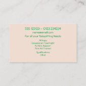 Babysitter Watercolor Business Card Visitenkarte (Rückseite)