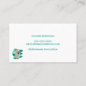 Babysitter Watercolor Koala Childcare Provider Visitenkarte (Rückseite)