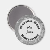 Babysitter Wertschätzung Marbled Silver Vielen Dan Magnet (Vorderseite/Rückseite)