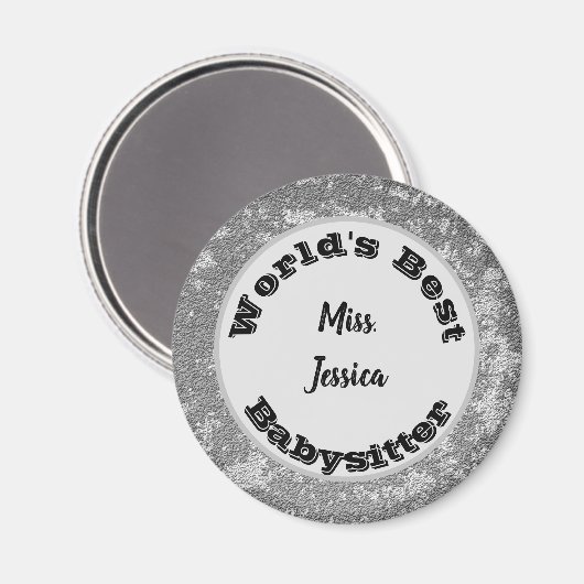 Babysitter Wertschätzung Marbled Silver Vielen Dan Magnet (Vorderseite/Rückseite)