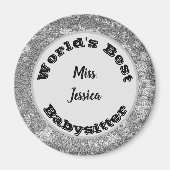 Babysitter Wertschätzung Marbled Silver Vielen Dan Magnet (Vorne)