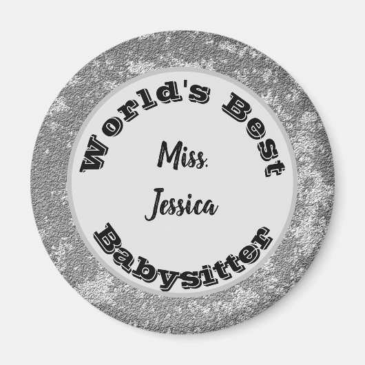 Babysitter Wertschätzung Marbled Silver Vielen Dan Magnet (Vorne)