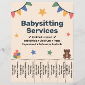 Babysitter-Zettel-Streifen Flyer (Vorne)
