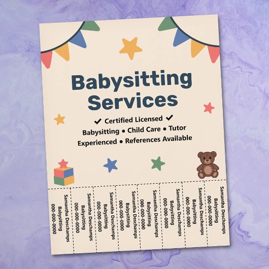 Babysitter-Zettel-Streifen Flyer