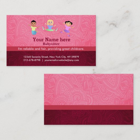 Babysitterslogans Visitenkarte (Vorne/Hinten)