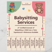 Babysitting-Dienstleistungen Abriss-Streifen Flyer (Vorne)